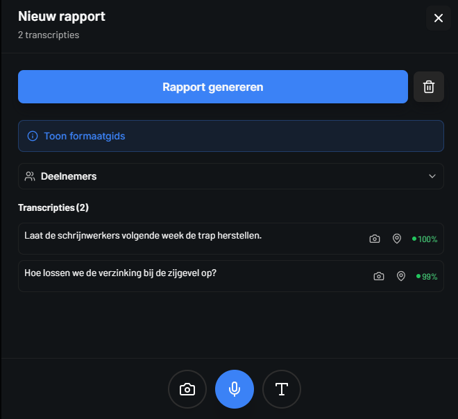 Voice recording on site
